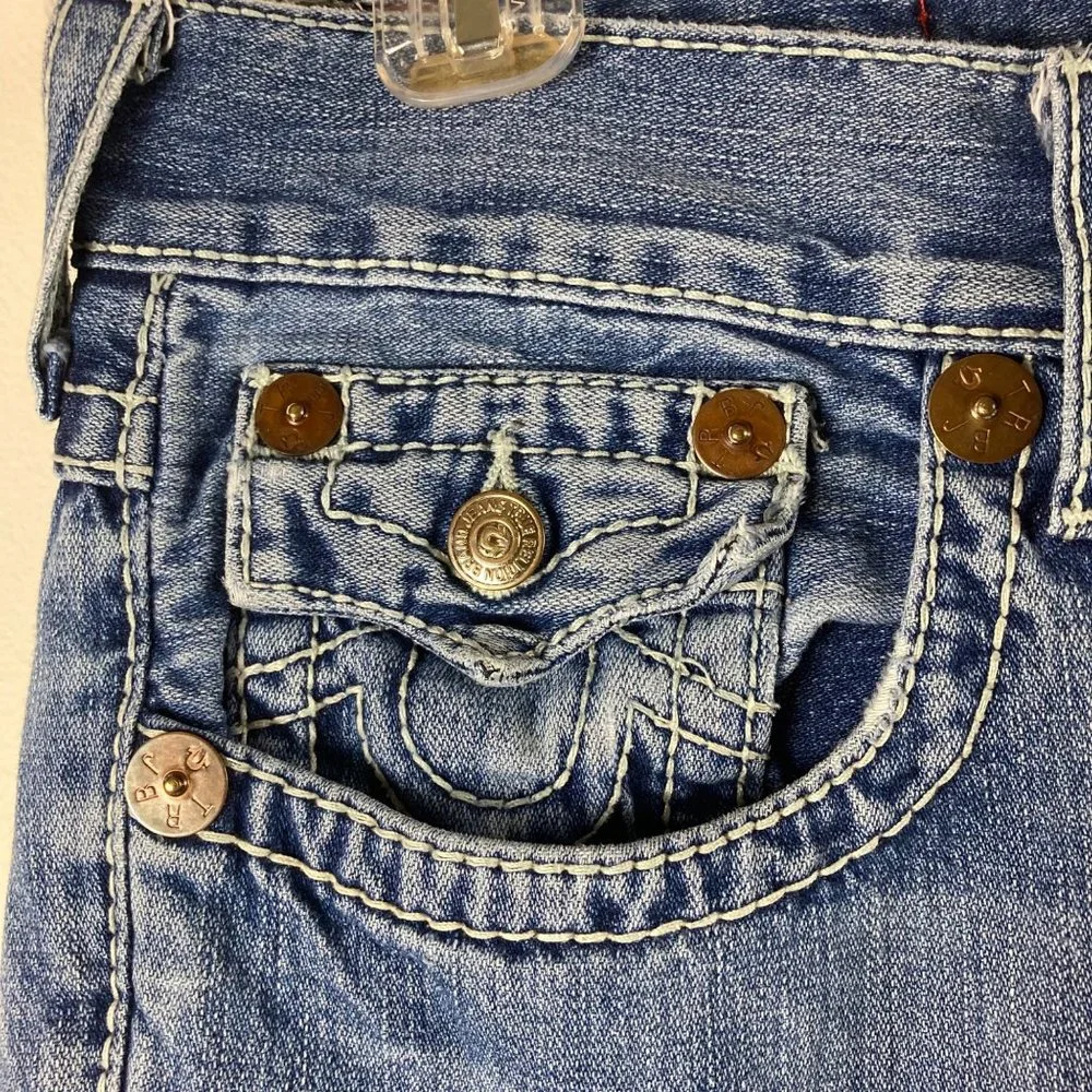 Mens Billy Big T True Religion Distressed Jeans USA 34 x 33 - Picture 3 of 11